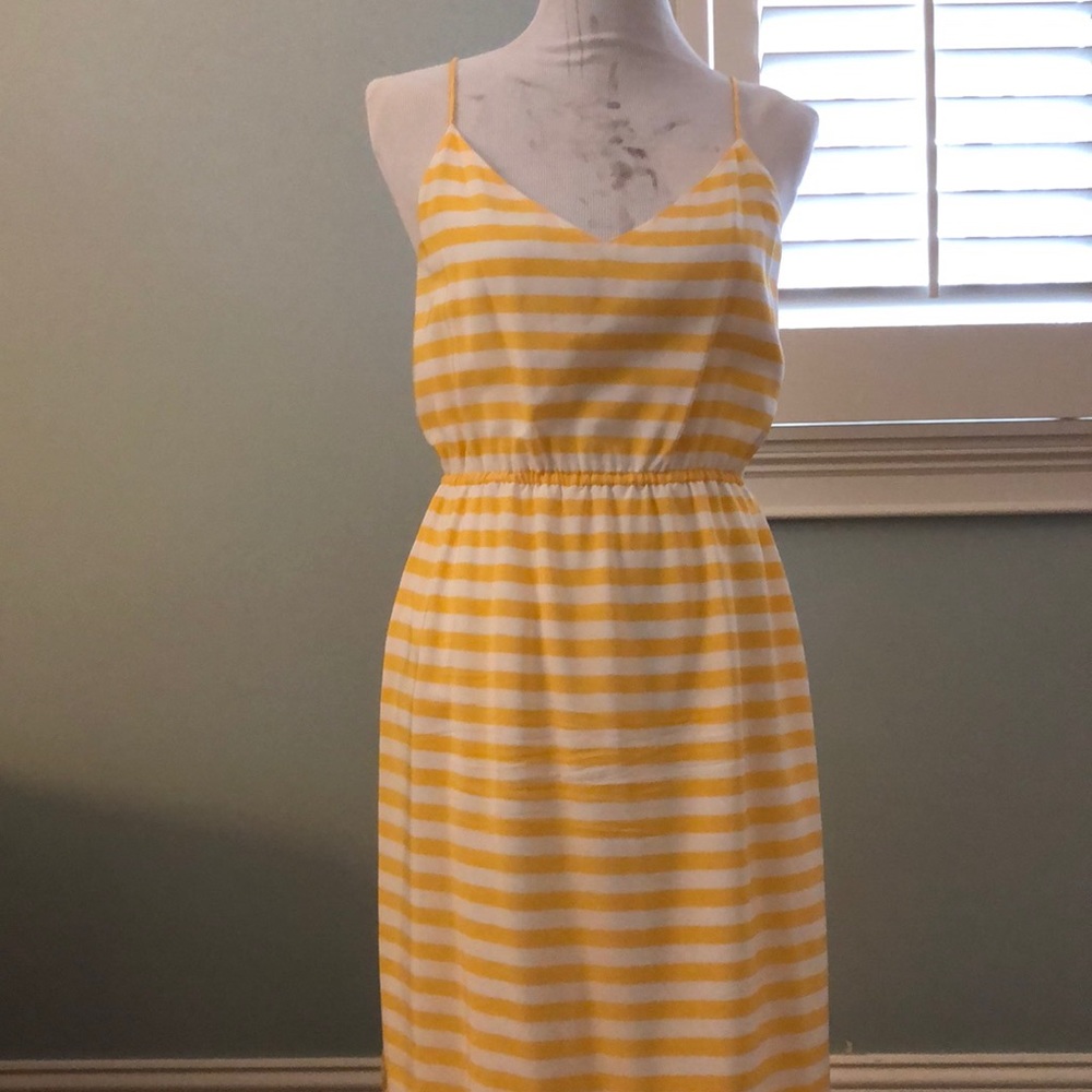 J Crew yellow/white striped sun dress